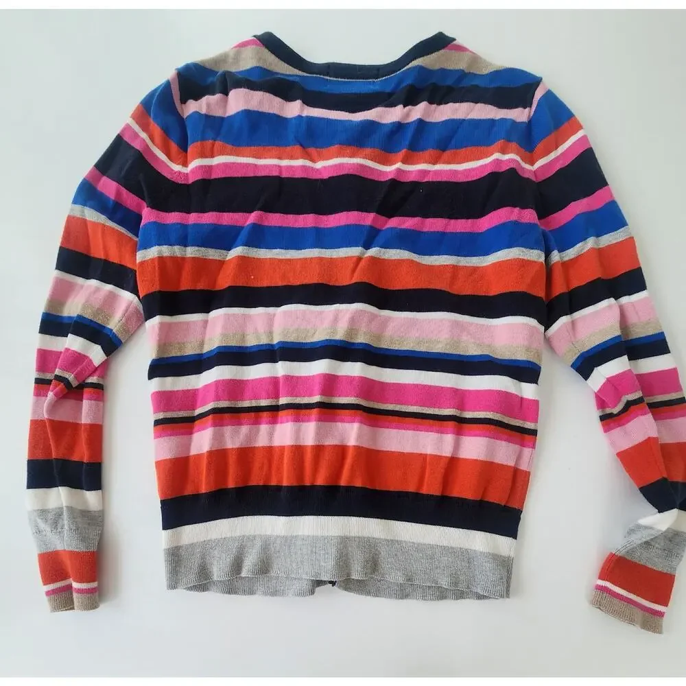 Lands' End 100% Cotton Cardigan, Multi Stripe, S/P - Spring Ready